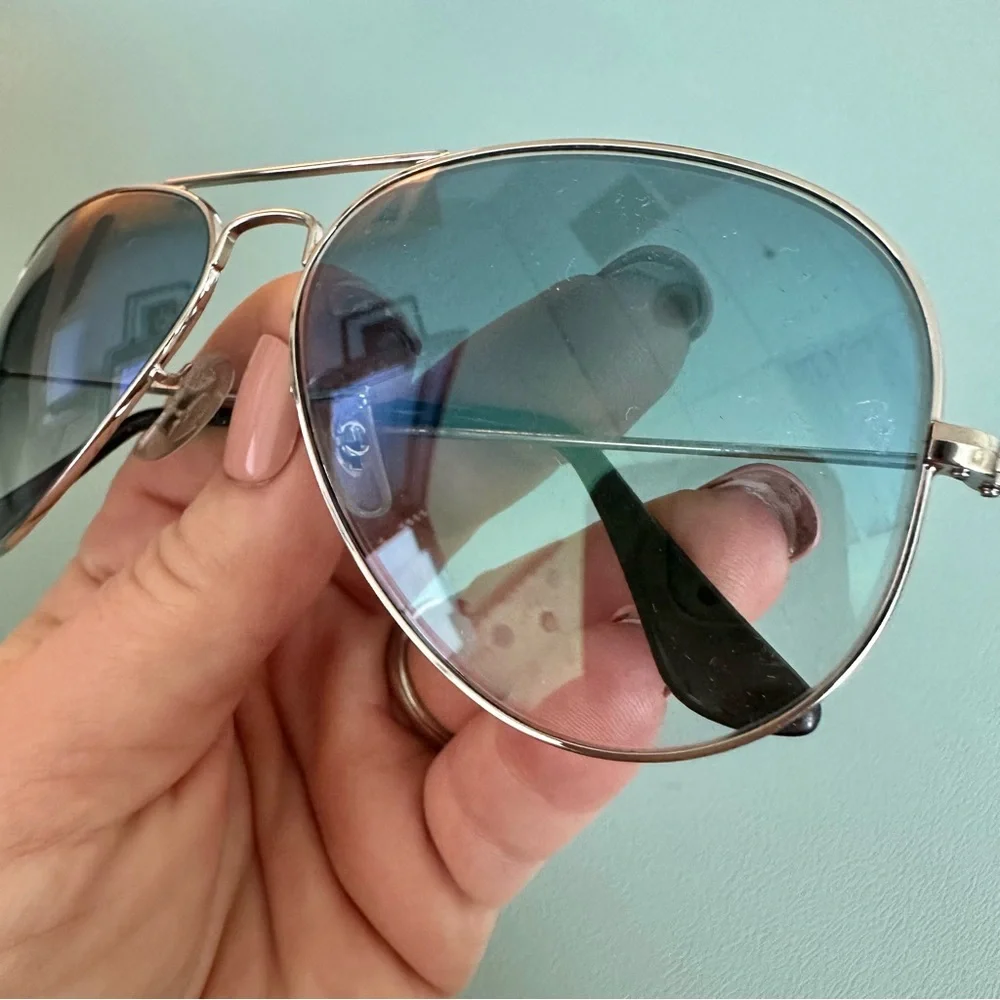 | ray ban • blue lense 2035 aviator silver frame | - Picture 7 of 16